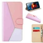 For Motorola Moto G9 Plus Tricolor Stitching Horizontal Flip TPU + PU Leather Case with Holder & Card Slots & Wallet(Pink) - 1