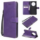 For Huawei Mate 40 Pro Solid Color Horizontal Flip Protective Leather Case with Holder & Card Slots & Wallet & Photo Frame & Lanyard(Purple) - 1