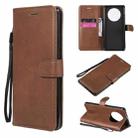 For Huawei Mate 40 Pro Solid Color Horizontal Flip Protective Leather Case with Holder & Card Slots & Wallet & Photo Frame & Lanyard(Brown) - 1