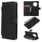 For Huawei Mate 40 Pro Solid Color Horizontal Flip Protective Leather Case with Holder & Card Slots & Wallet & Photo Frame & Lanyard(Black) - 1