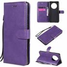 For Huawei Mate 40 Solid Color Horizontal Flip Protective Leather Case with Holder & Card Slots & Wallet & Photo Frame & Lanyard(Purple) - 1