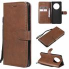 For Huawei Mate 40 Solid Color Horizontal Flip Protective Leather Case with Holder & Card Slots & Wallet & Photo Frame & Lanyard(Brown) - 1