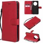 For Huawei Mate 40 Solid Color Horizontal Flip Protective Leather Case with Holder & Card Slots & Wallet & Photo Frame & Lanyard(Red) - 1