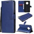 For Huawei Enjoy 20 Plus 5G Solid Color Horizontal Flip Protective Leather Case with Holder & Card Slots & Wallet & Photo Frame & Lanyard(Blue) - 1