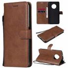 For Huawei Enjoy 20 Plus 5G Solid Color Horizontal Flip Protective Leather Case with Holder & Card Slots & Wallet & Photo Frame & Lanyard(Brown) - 1