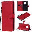 For Huawei Enjoy 20 Plus 5G Solid Color Horizontal Flip Protective Leather Case with Holder & Card Slots & Wallet & Photo Frame & Lanyard(Red) - 1