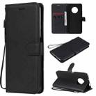 For Huawei Enjoy 20 Plus 5G Solid Color Horizontal Flip Protective Leather Case with Holder & Card Slots & Wallet & Photo Frame & Lanyard(Black) - 1