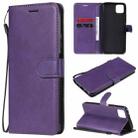 For Huawei Enjoy 20 5G Solid Color Horizontal Flip Protective Leather Case with Holder & Card Slots & Wallet & Photo Frame & Lanyard(Purple) - 1
