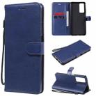 For Huawei Honor Play4 Solid Color Horizontal Flip Protective Leather Case with Holder & Card Slots & Wallet & Photo Frame & Lanyard(Blue) - 1