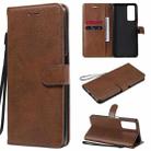 For Huawei Honor Play4 Solid Color Horizontal Flip Protective Leather Case with Holder & Card Slots & Wallet & Photo Frame & Lanyard(Brown) - 1