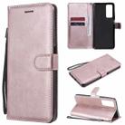 For Huawei Honor Play4 Solid Color Horizontal Flip Protective Leather Case with Holder & Card Slots & Wallet & Photo Frame & Lanyard(Rose Gold) - 1