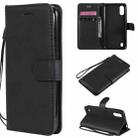 For Samsung Galaxy A01 Solid Color Horizontal Flip Protective Leather Case with Holder & Card Slots & Wallet & Photo Frame & Lanyard(Black) - 1