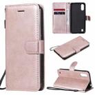 For Samsung Galaxy M01 Solid Color Horizontal Flip Protective Leather Case with Holder & Card Slots & Wallet & Photo Frame & Lanyard(Rose Gold) - 1