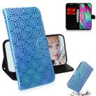 For Galaxy A40 Solid Color Colorful Magnetic Buckle Horizontal Flip PU Leather Case with Holder & Card Slots & Wallet & Lanyard(Blue) - 1