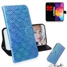 For Galaxy A50 Solid Color Colorful Magnetic Buckle Horizontal Flip PU Leather Case with Holder & Card Slots & Wallet & Lanyard(Blue) - 1