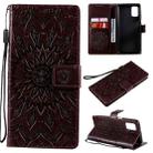 For Samsung Galaxy M31s Pressed Printing Sunflower Pattern Horizontal Flip PU Leather Case with Holder & Card Slots & Wallet & Lanyard(Brown) - 1