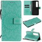 For Xiaomi Mi 10 Ultra Pressed Printing Sunflower Pattern Horizontal Flip PU Leather Case with Holder & Card Slots & Wallet & Lanyard(Green) - 1