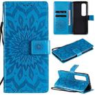 For Xiaomi Mi 10 Ultra Pressed Printing Sunflower Pattern Horizontal Flip PU Leather Case with Holder & Card Slots & Wallet & Lanyard(Blue) - 1