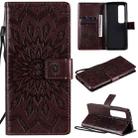 For Xiaomi Mi 10 Ultra Pressed Printing Sunflower Pattern Horizontal Flip PU Leather Case with Holder & Card Slots & Wallet & Lanyard(Brown) - 1