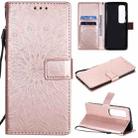For Xiaomi Mi 10 Ultra Pressed Printing Sunflower Pattern Horizontal Flip PU Leather Case with Holder & Card Slots & Wallet & Lanyard(Rose Gold) - 1