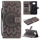 For Xiaomi Poco X3 NFC Pressed Printing Sunflower Pattern Horizontal Flip PU Leather Case with Holder & Card Slots & Wallet & Lanyard(Grey) - 1