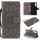 For OnePlus Nord Pressed Printing Sunflower Pattern Horizontal Flip PU Leather Case with Holder & Card Slots & Wallet & Lanyard(Grey) - 1