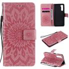 For OnePlus Nord Pressed Printing Sunflower Pattern Horizontal Flip PU Leather Case with Holder & Card Slots & Wallet & Lanyard(Pink) - 1