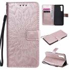 For OnePlus Nord Pressed Printing Sunflower Pattern Horizontal Flip PU Leather Case with Holder & Card Slots & Wallet & Lanyard(Rose Gold) - 1