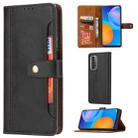 For Huawei P smart 2021 Calf Texture Double Fold Clasp Horizontal Flip Leather Case with Photo Frame & Holder & Card Slots & Wallet(Black) - 1