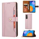 For Huawei P smart 2021 Calf Texture Double Fold Clasp Horizontal Flip Leather Case with Photo Frame & Holder & Card Slots & Wallet(Rose Gold) - 1