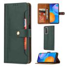 For Huawei P smart 2021 Calf Texture Double Fold Clasp Horizontal Flip Leather Case with Photo Frame & Holder & Card Slots & Wallet(Green) - 1