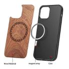 For iPhone 12 mini Wood Veneer Ring Embossed Magsafe Case Magnetic TPU Shockproof Case (Rosewood) - 3