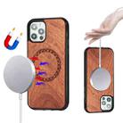 For iPhone 12 mini Wood Veneer Ring Embossed Magsafe Case Magnetic TPU Shockproof Case (Rosewood) - 9