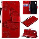 For Samsung Galaxy A01 Core 3D Butterflies Embossing Pattern Horizontal Flip Leather Case with Holder & Card Slot & Wallet(Red) - 1