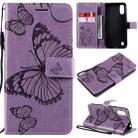 For Samsung Galaxy A01 3D Butterflies Embossing Pattern Horizontal Flip Leather Case with Holder & Card Slot & Wallet(Purple) - 1