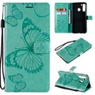 For Samsung Galaxy A21 3D Butterflies Embossing Pattern Horizontal Flip Leather Case with Holder & Card Slot & Wallet(Green) - 1