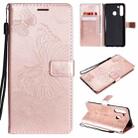 For Samsung Galaxy A21 3D Butterflies Embossing Pattern Horizontal Flip Leather Case with Holder & Card Slot & Wallet(Rose Gold) - 1