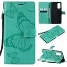 For Samsung Galaxy S20 FE 5G / S20 Lite 3D Butterflies Embossing Pattern Horizontal Flip Leather Case with Holder & Card Slot & Wallet(Green) - 1