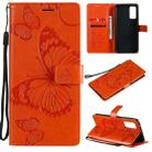 For Samsung Galaxy S20 FE 5G / S20 Lite 3D Butterflies Embossing Pattern Horizontal Flip Leather Case with Holder & Card Slot & Wallet(Orange) - 1