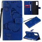 For Samsung Galaxy S20 FE 5G / S20 Lite 3D Butterflies Embossing Pattern Horizontal Flip Leather Case with Holder & Card Slot & Wallet(Blue) - 1