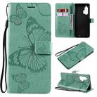 For Motorola Edge+ 3D Butterflies Embossing Pattern Horizontal Flip Leather Case with Holder & Card Slot & Wallet(Green) - 1