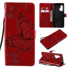 For Motorola Edge+ 3D Butterflies Embossing Pattern Horizontal Flip Leather Case with Holder & Card Slot & Wallet(Red) - 1