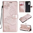 For Motorola Edge+ 3D Butterflies Embossing Pattern Horizontal Flip Leather Case with Holder & Card Slot & Wallet(Rose Gold) - 1