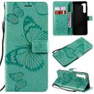 For Motorola Edge 3D Butterflies Embossing Pattern Horizontal Flip Leather Case with Holder & Card Slot & Wallet(Green) - 1