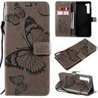 For Motorola Edge 3D Butterflies Embossing Pattern Horizontal Flip Leather Case with Holder & Card Slot & Wallet(Gray) - 1