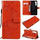 For Motorola Edge 3D Butterflies Embossing Pattern Horizontal Flip Leather Case with Holder & Card Slot & Wallet(Orange) - 1