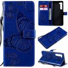 For Motorola Edge 3D Butterflies Embossing Pattern Horizontal Flip Leather Case with Holder & Card Slot & Wallet(Blue) - 1