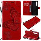 For Motorola Edge 3D Butterflies Embossing Pattern Horizontal Flip Leather Case with Holder & Card Slot & Wallet(Red) - 1