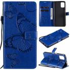 For Motorola Moto G9 Plus 3D Butterflies Embossing Pattern Horizontal Flip Leather Case with Holder & Card Slot & Wallet(Blue) - 1