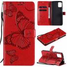 For Motorola Moto G9 Plus 3D Butterflies Embossing Pattern Horizontal Flip Leather Case with Holder & Card Slot & Wallet(Red) - 1